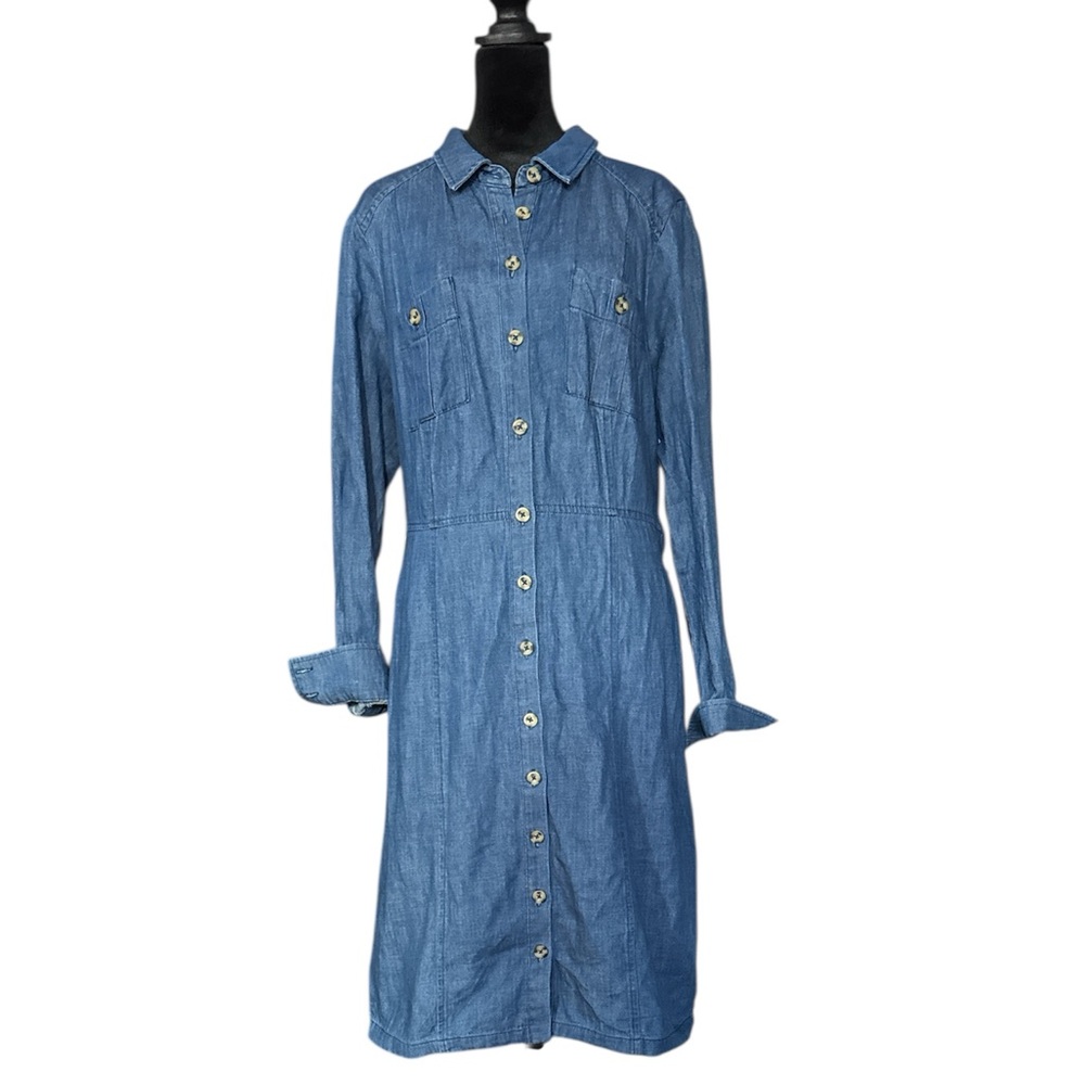 Boden Indigo Long Sleeve Denim Shirt Dress- Size US 12 - Picture 4 of 9